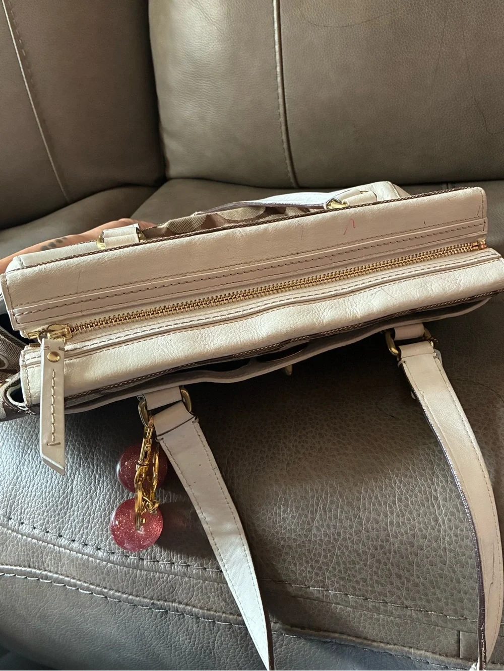 Coach Signature Canvas Tote with Pink and Brown Stripes - Picture 5 of 8